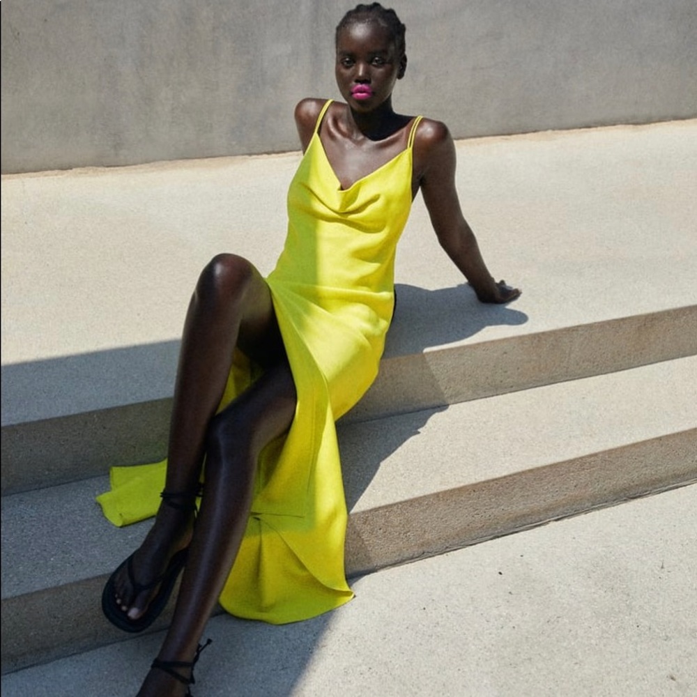 Multi-Position Strap Dress in Lime Green Sz. Small